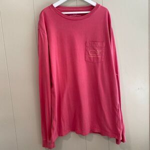 Vineyard Vines Pink Long Sleeve Whale Pocket T-Shirt | 100% Cotton Size M